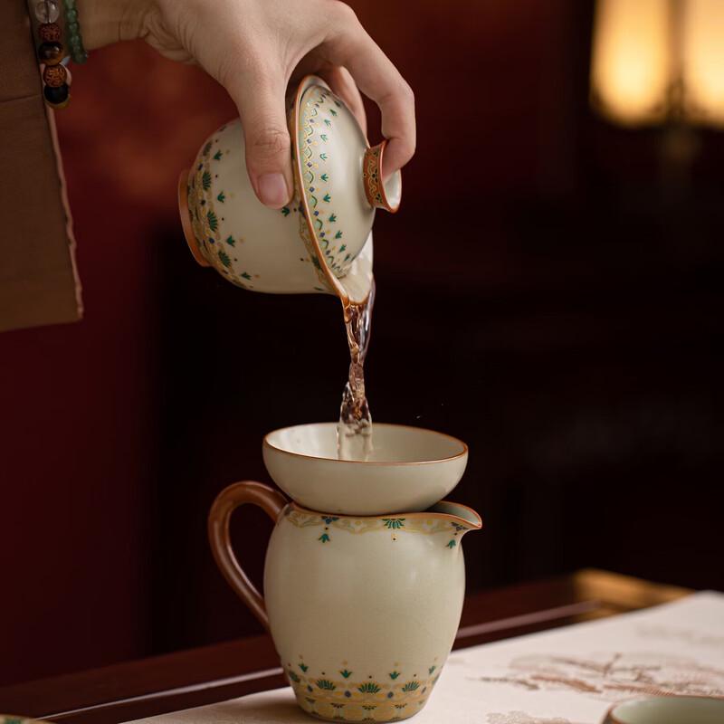 Susu Ceramics Dunhuang Bao Xiang Hua Ru Kiln 9-Piece Kung Fu Tea Set