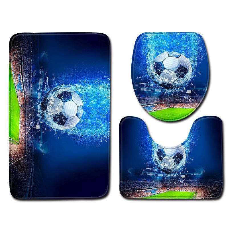 World Cup Football Toilet Three-Piece Floor Mat Bathroom Three-Piece Carpet Doormat