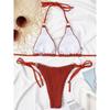 2 Colors Wrinkled Halter Strappy Wrap Around Bikini Set Female Swimsuit Women Swimwear Two-pieces Bather Bathing Suit