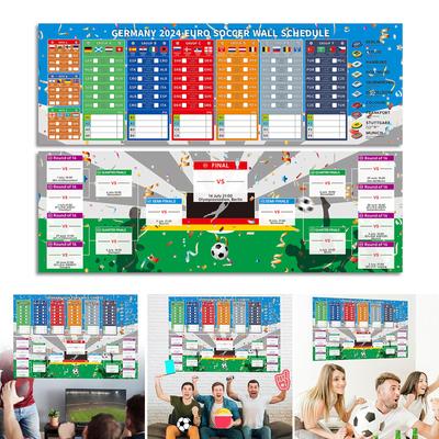 Alemania/Reino Unido 2024 Calendario del Fútbol Europeo Poster 2024 Euro Fútbol Partidos Mural Gráfico Calendario Poster Fácil de Leer