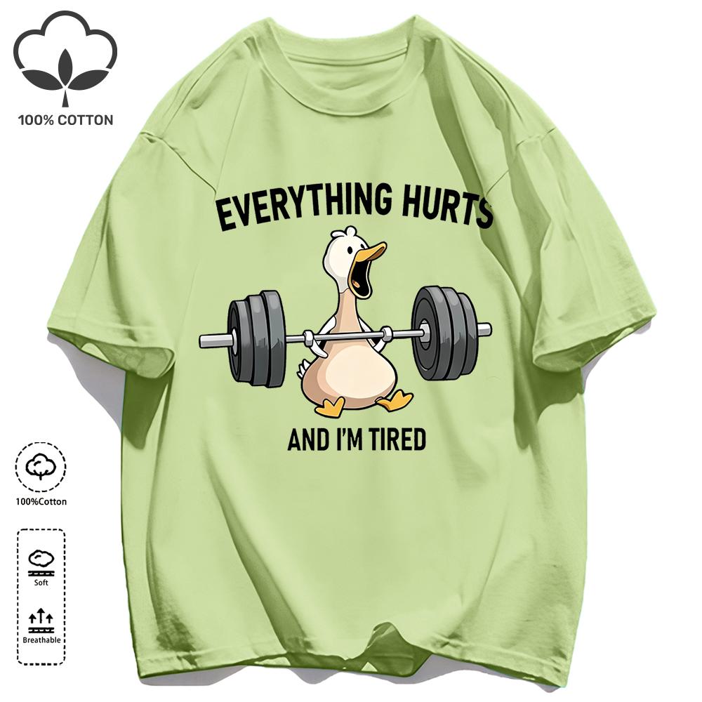 The Great Goose Striving For Fitness T-Shirt Unisex Loose Cotton Tee Trendy Summer Short Sleeve Unisex All-Match Hip Hop Clothing