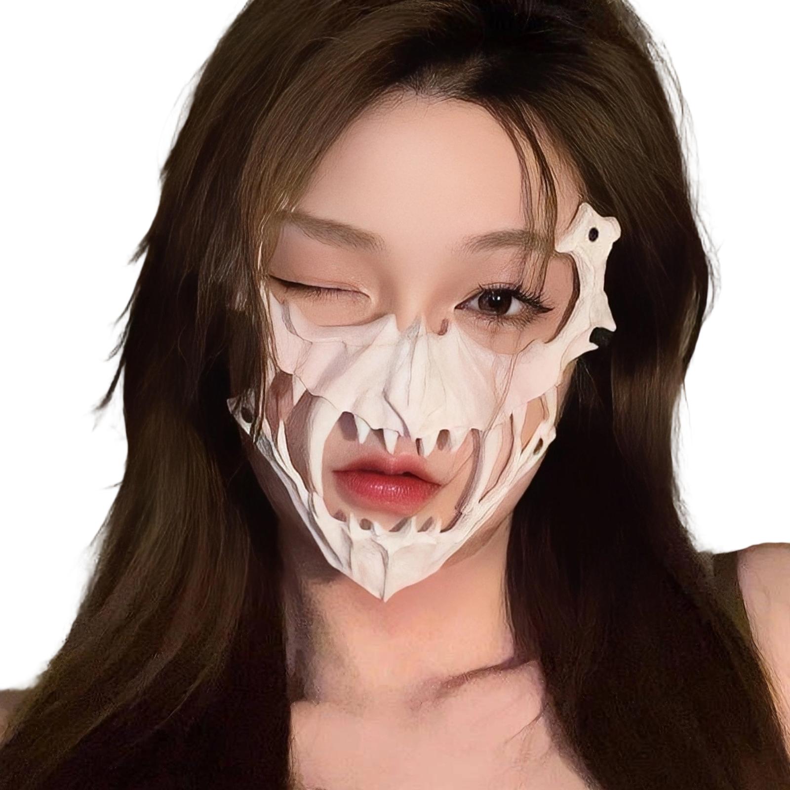 Halloween Skeleton Mask Half Face Skull Mask Scary Cosplay Mask Scary Nue Skull Mask Halloween Cosplay Costumes Gift A