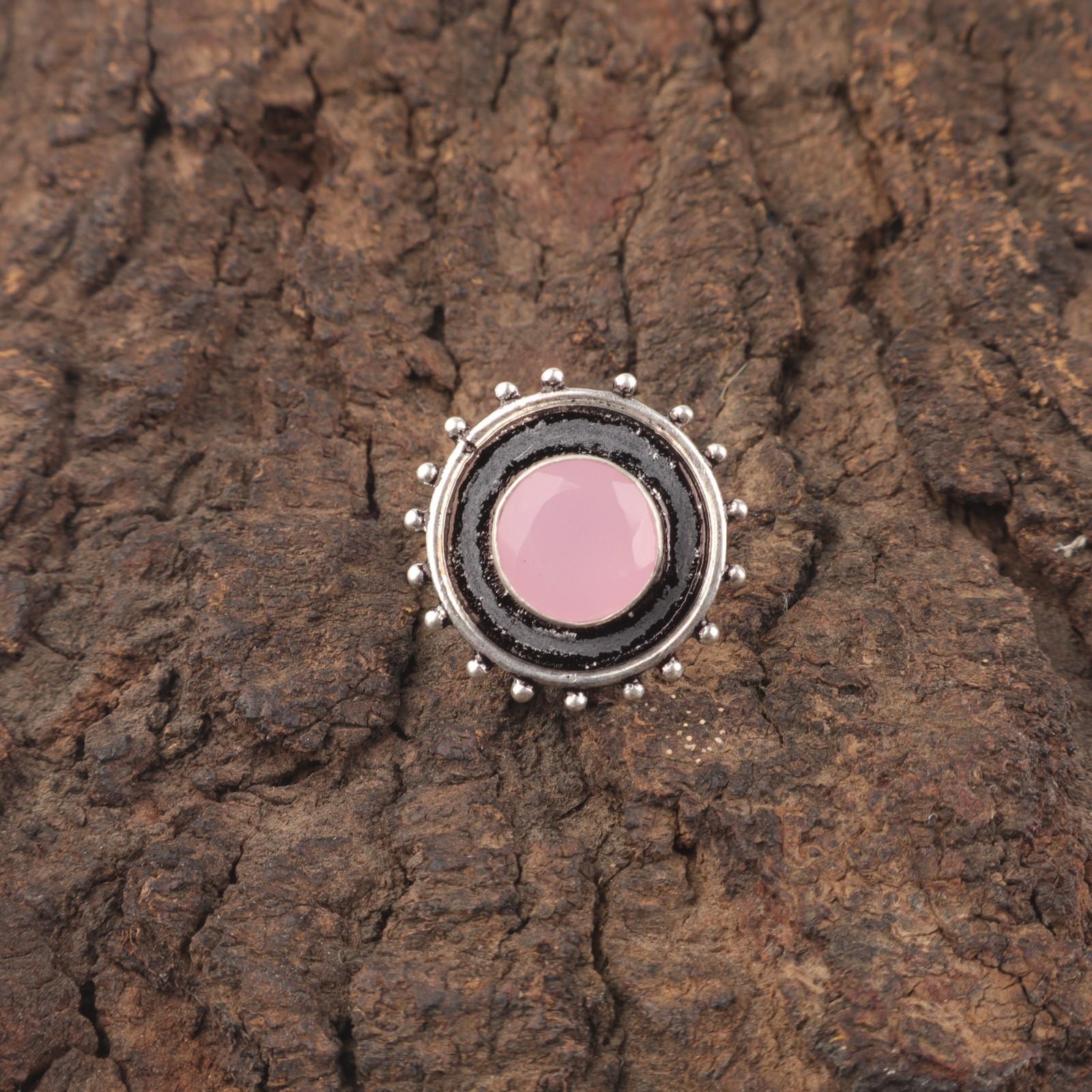 

Круглый Розовый Халцедон Драгоценный Камень 925 Стерлинговое Серебро Модное Коктейльное Кольцо Ювелирные Изделия RR-49-18 15