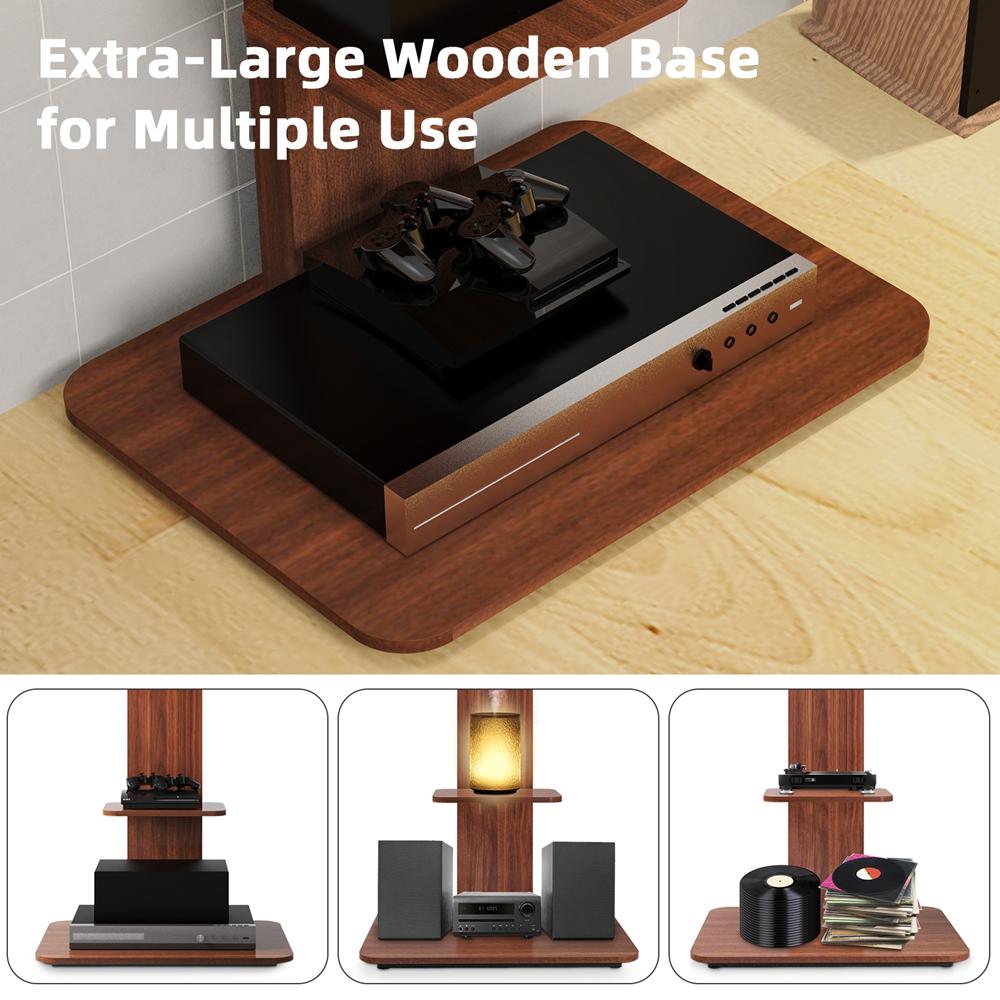 UNHO Floor TV Stand Wood, Universal TV Mount for 32-65 Inch LCD LED TVs Height Adjustable and Cable Management Max VESA 600x400