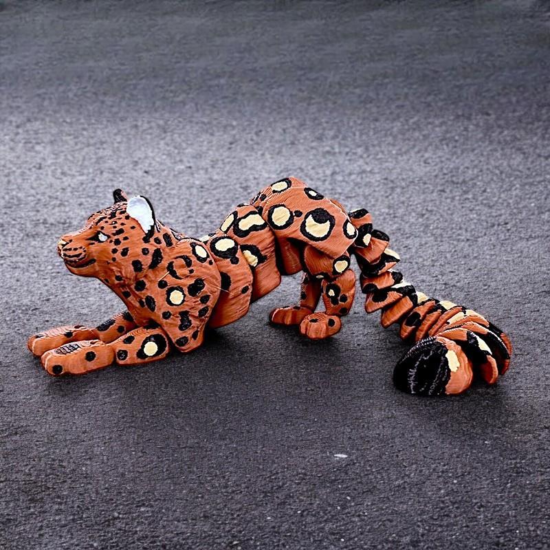 3D-gedrucktes Schneeleoparden-Modell Simulation Mehrgelenkige bewegliche Tiere Figur Miniatur Hausdekoration