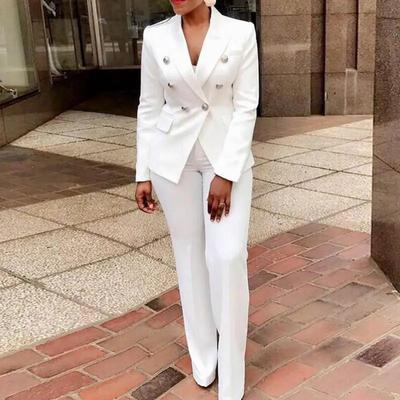 Ensemble de mode pour femmes survêtement à manches longues à volants blazers pantalon costume ensemble deux pièces bureau dame vêtements d'affaires uniforme