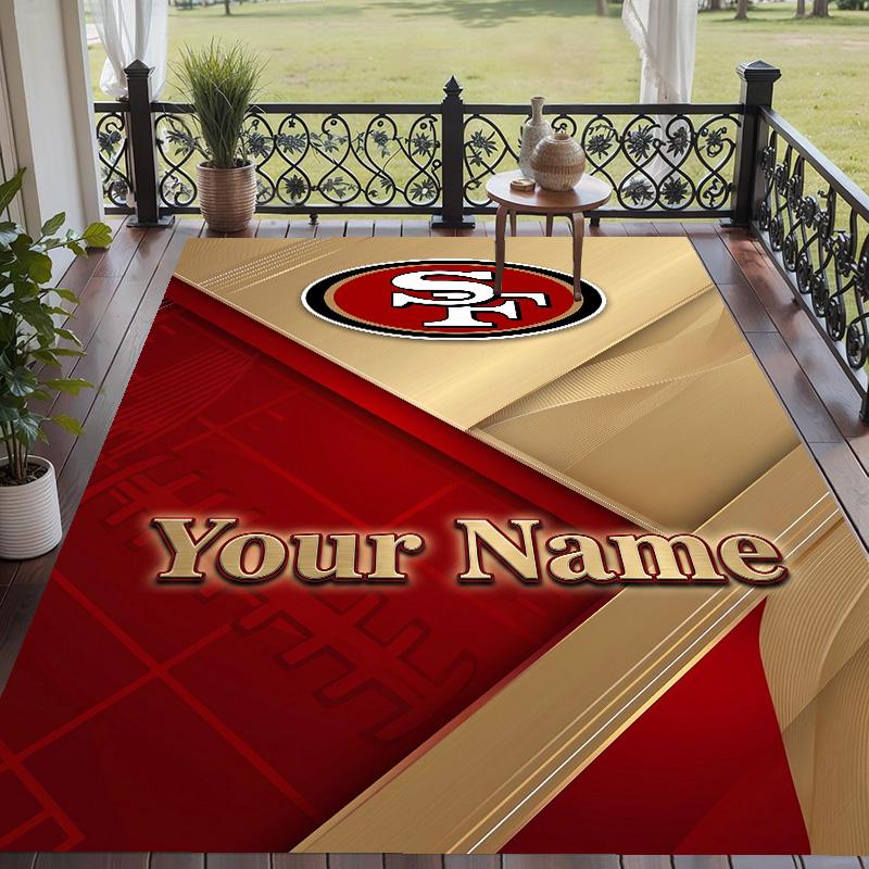 Custom Text Printed Rug San Francisco 49ers Non Slip Floor Carpet For Home Room Decor