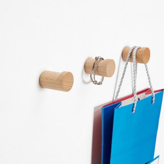 3Pcs Wooden Hooks Wall Mounted Hook Modern Coat Rack Room Hanging Hat Hook Decor