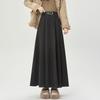 Winter Autumn High Waist Wool Pleated Skirt Women A Line Midi Skirt Solid Color Flared Skirt Slimming Long Skirt