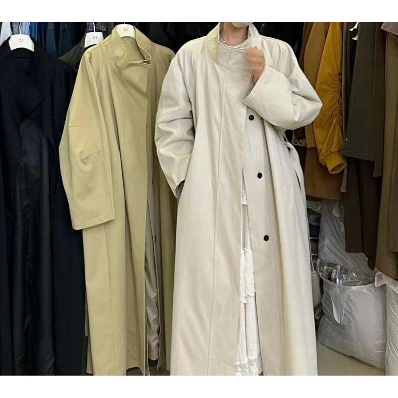 

Осеннее Красивое Холодное и Ленивое Пальто Тренч Женское Серое Пальто Супер Длинная Куртка со Стойкой XL бежевый