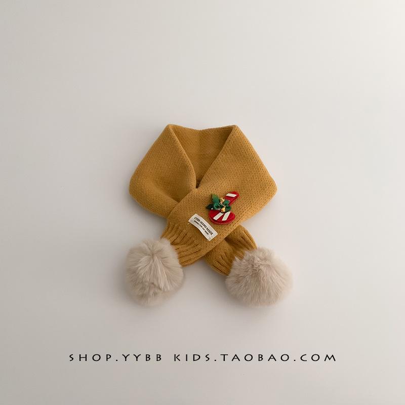 Korean Style Red Knit Scarf for Kids - Christmas 2024 Warm Crossed Neck Warmer