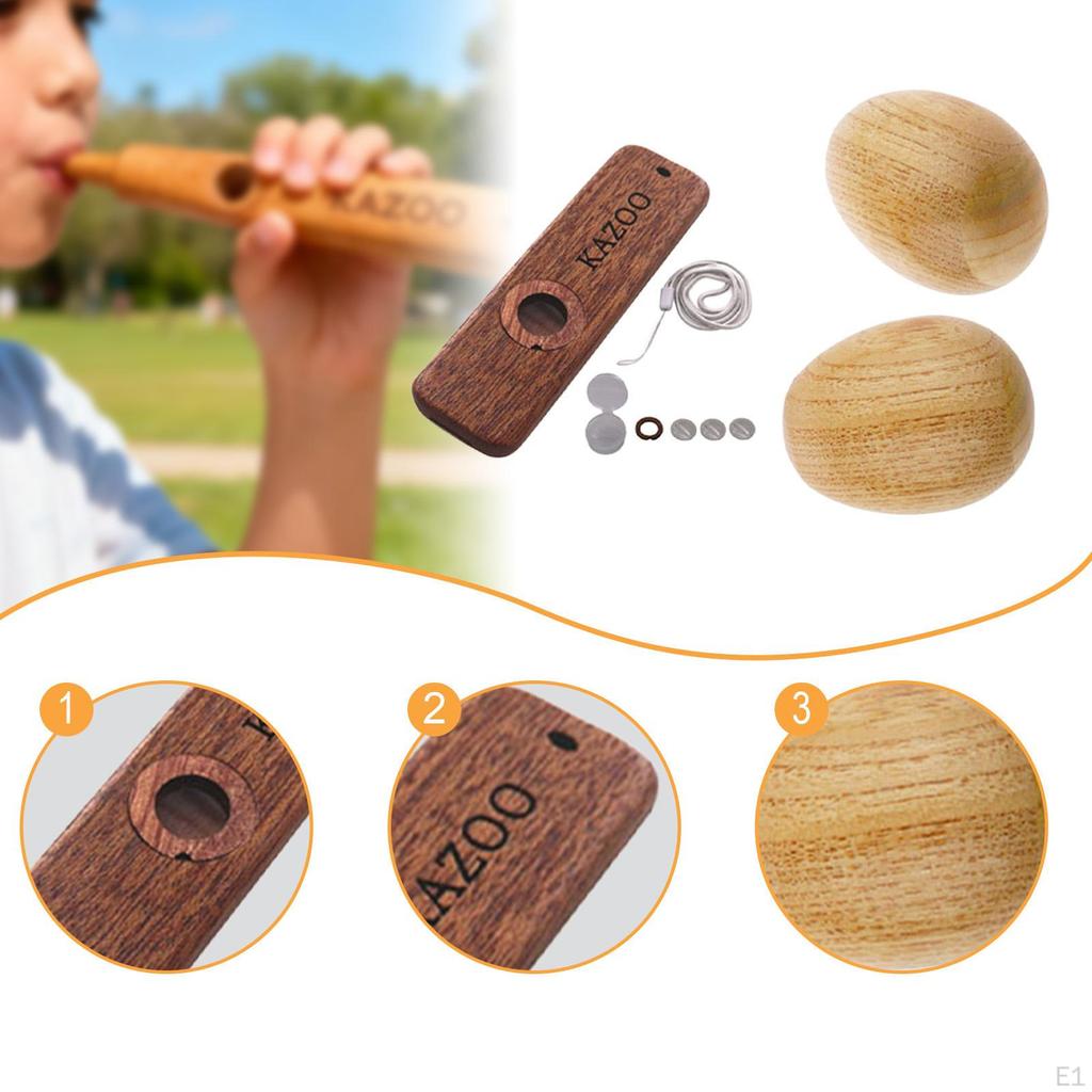 Wooden Kazoo Music Toy Wood Egg Shakers for Party Classroom Professional Unique Gift Portable Good