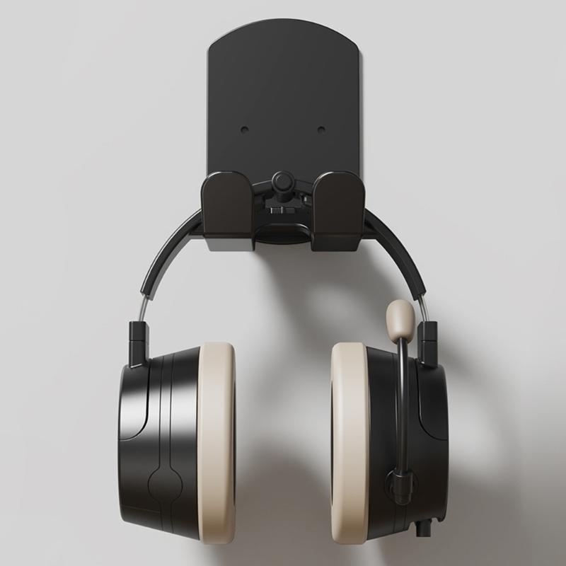 No Drill Headphone Hanger for Wall Mount Storage, Adhesive ABS Holder for Over Ear Headphones in Dorm and Office Areas