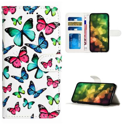 Buntes Schmetterlingsmuster Stoßfest Kartenfächer PU Leder Brieftasche Hülle für iPhone,Samsung,Huawei,Xiaomi,Moto,Tecno,Google,Nokia,Oppo,ZTE,Blackview...