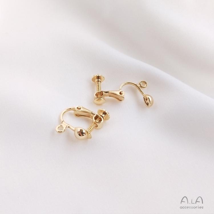 14K pozlacené klipsové náušnice na šroubek bez piercingu, materiály pro DIY ručně vyráběné šperky s ochranou barvy