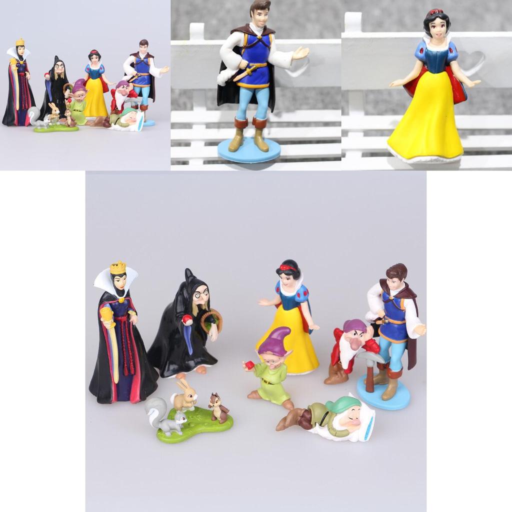 Bezauberndes Schneewittchen und die sieben Zwerge – Böse Königin, Prinz, Hexe – 8-teiliges PVC-Figuren-Set