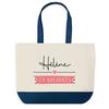 Tote Bag - PLANETEE - Hélène On Holiday - Blue Background - Cotton 40 X 45 Cm - Made In France