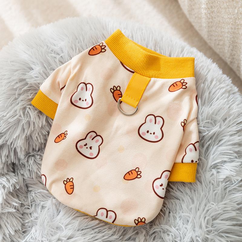 Autumn and Winter Dog Cartoon Cute Bunny German Velvet Home Clothes Medium and Small Dog Cat Bottoming Shirt Pet Clothes