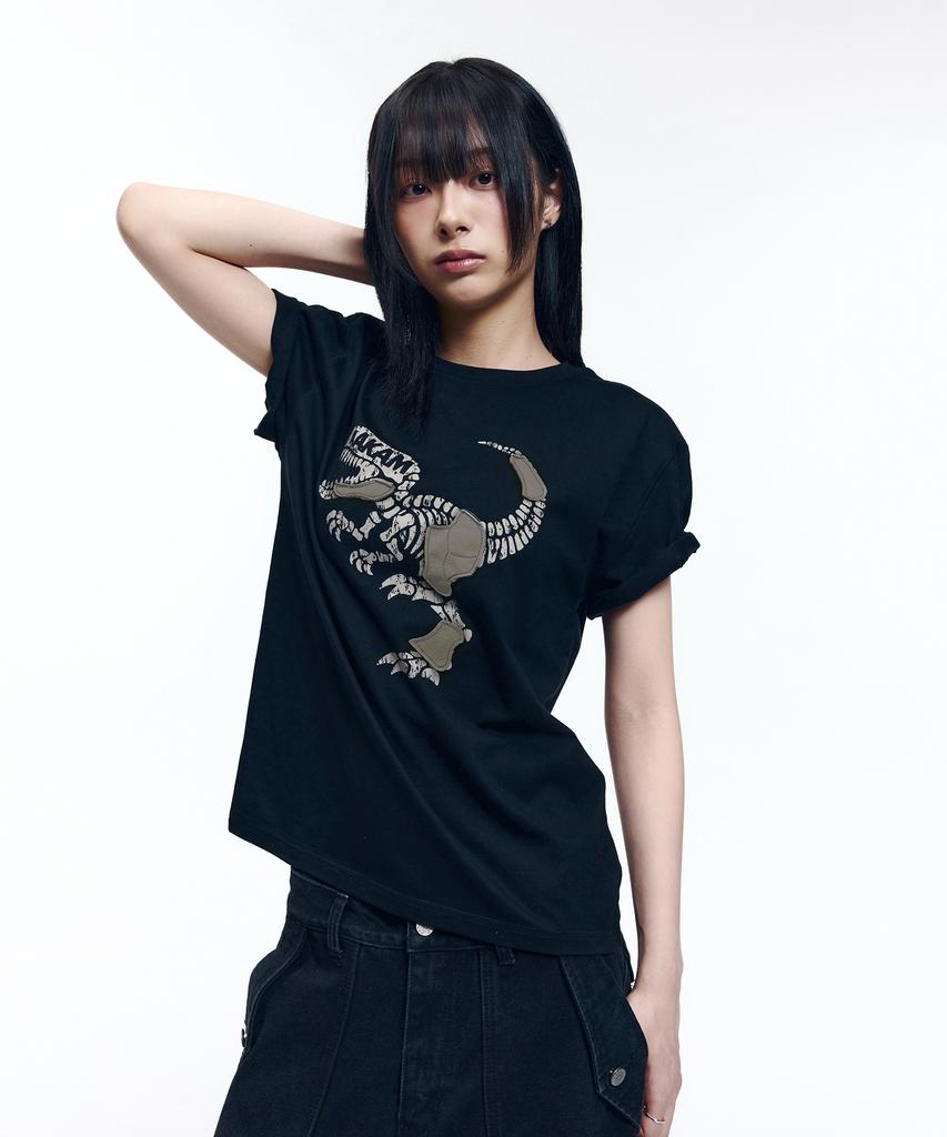AAKAM Dino Patch Half Top (Black)