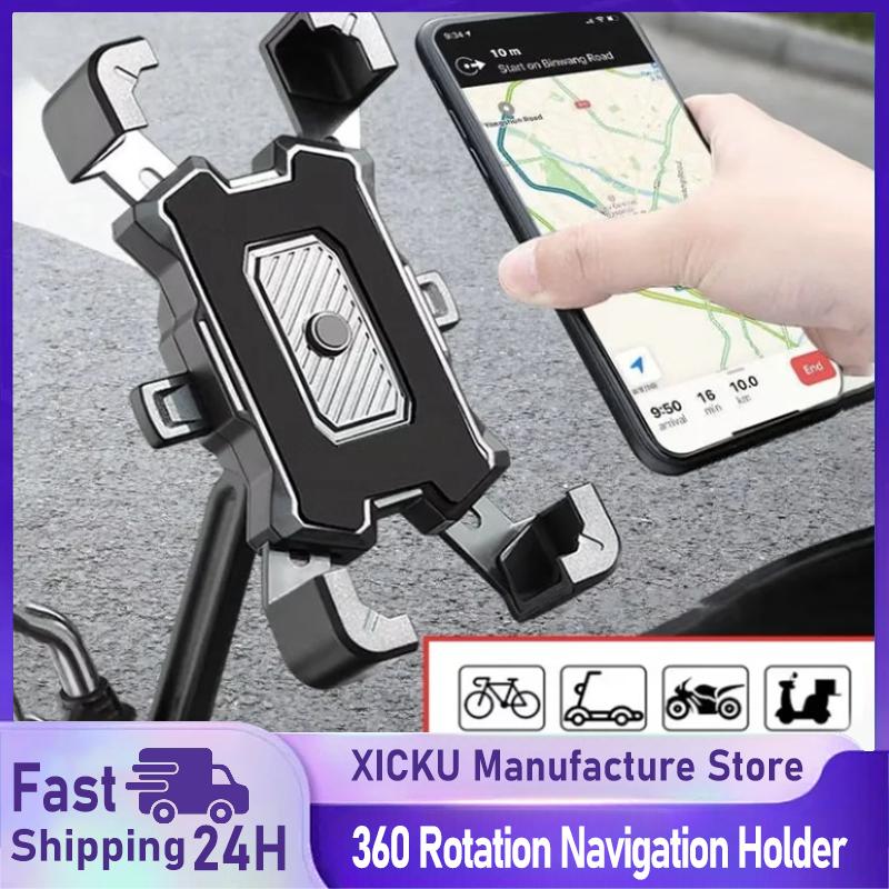 360 Rotation Motorcycle Bicycle Phone Holder Universal Mobile Navigation Bracket for Various Size Phones