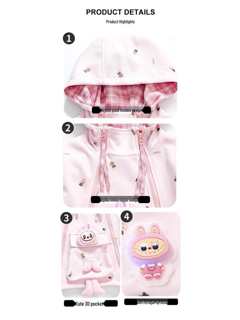 2025 Mädchen Cartoon Hoodie & Hose Set - Lässiges Zweiteiler für Frühling/Herbst