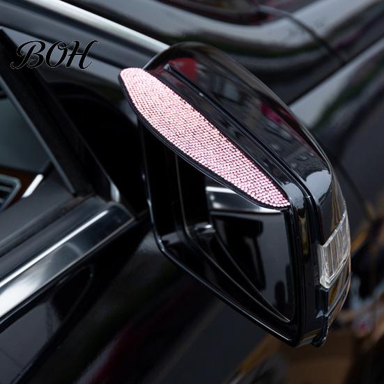 Rearview Mirror Rain Protector Rhinestone Car Side Visor Guard, Anti-Glare Rear View Exterior Decorative Accessories Eyebrows, Widened Arc Mirrors