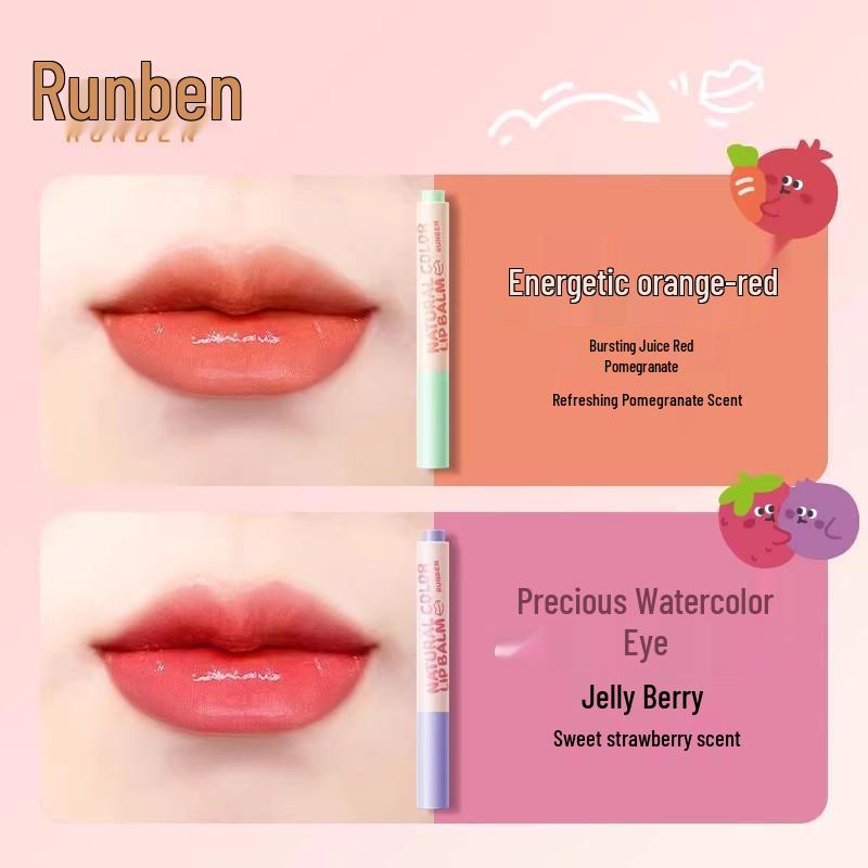 Runben Kids' Natural Tinted Lip Balm - Moisturizing and Nourishing for Babies and Little Girls, Autumn/Winter Anti-Chapping Formula.