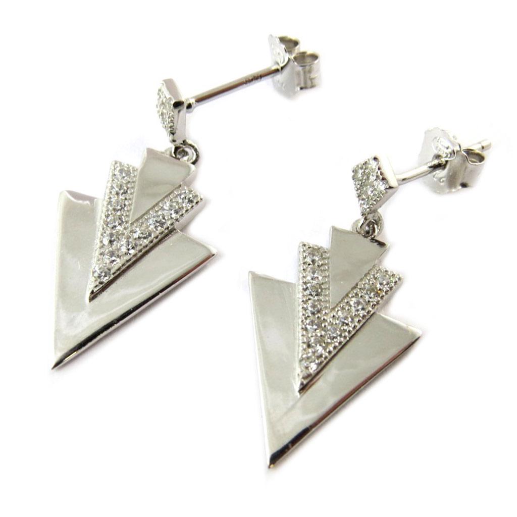 Les Trésors De Lily [P1248] - Boucles Argent 'Cléopatra' blanc argenté (rhodié) - 27x14 mm