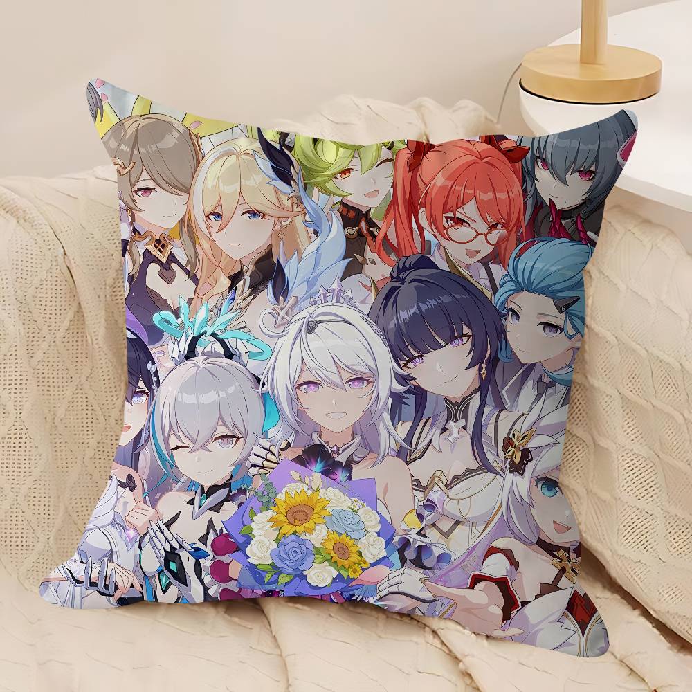 H-HONKAI IMPACTs Office Cushion Pillowcase Car Cushion Cover45X45CM Lumbar Pillowcase Sofa Pillowcover