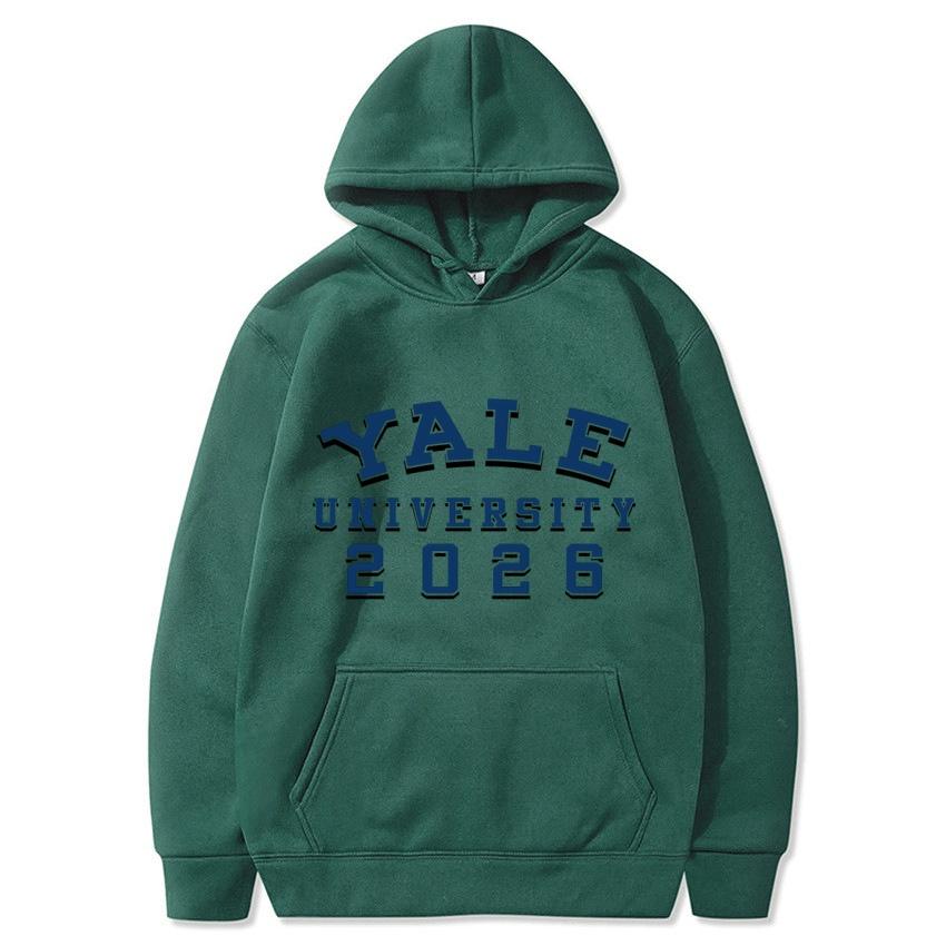Yale University School Uniform for Autumn and Winter  Classic Solid Color Hoodie Daily Casual Fashion Long Sleeve Warm Hoodie