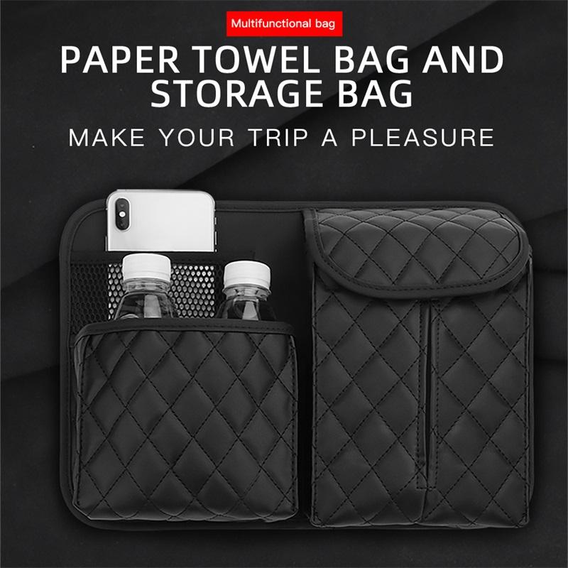 Multi-Purpose Popular Leather Car Boot Back Seat Box Organizer 1-3 Compartments Hanging Storage Bag Automotive Interior
