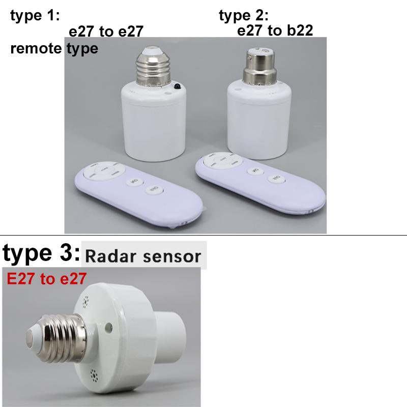 3 Arten Radar oder Drahtlos E27 zu B22 E27 Fernbedienung Glühbirnenfassung Sockel Intelligenter Timer Schalter Lampenhalter AC 220V EIN Aus
