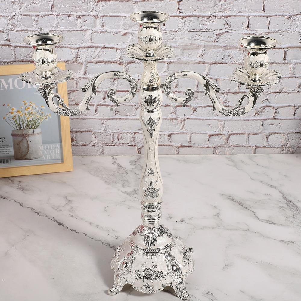 1pcs Zinc Alloy Candle Holder 3 Arm 3 Arm Candle Holder Retro Metal Candelabra Home Decor