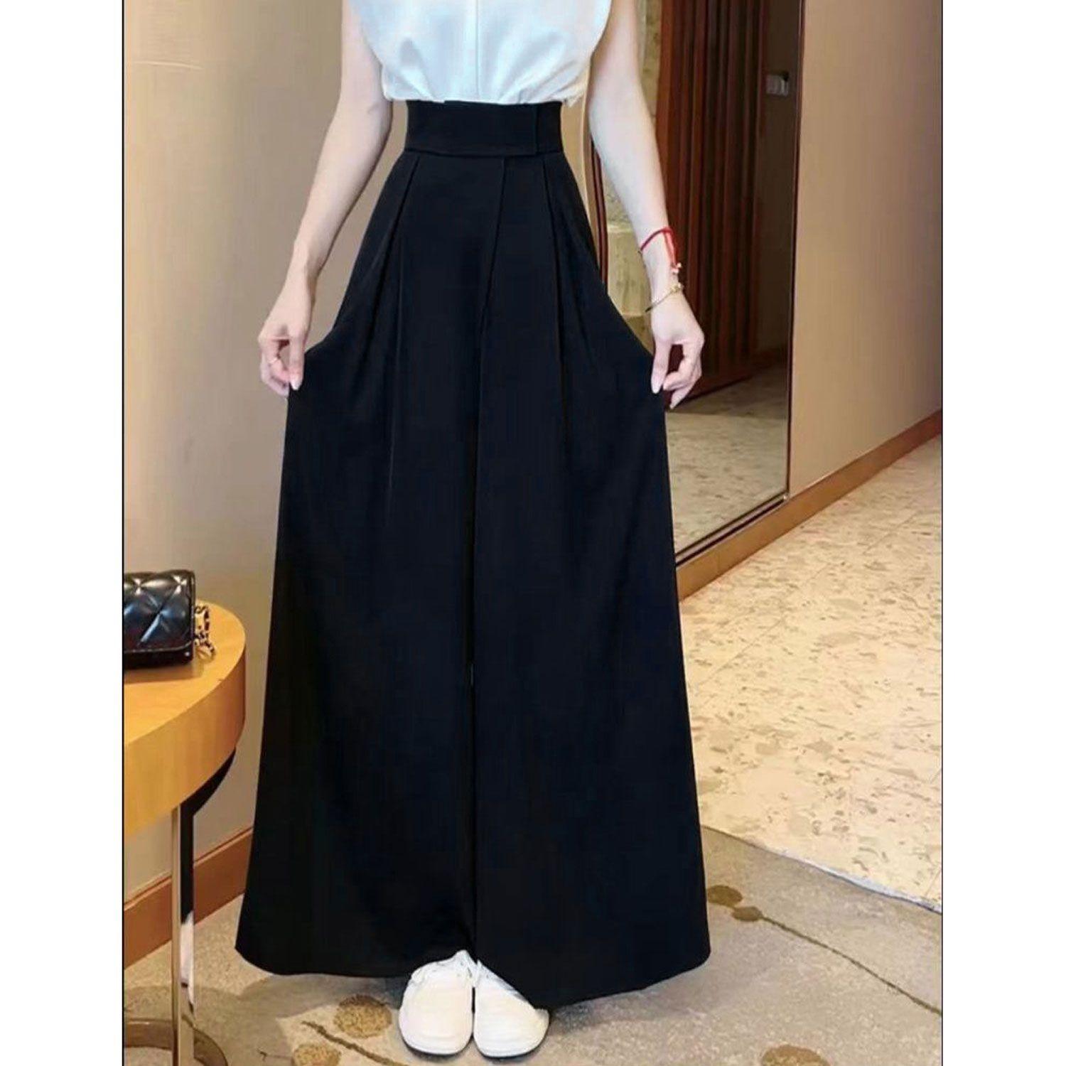 

Летние повседневные широкие брюки женские с высокой талией свободные однотонные плиссированные элегантные офисные женские узкие простые длинные брюки XXXL чёрный