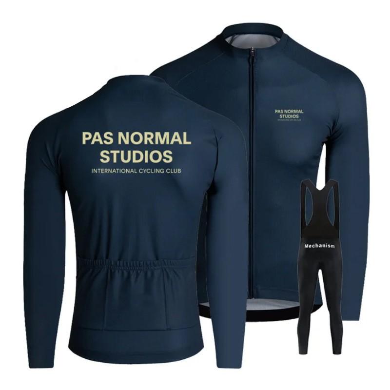 Winter Thermal Cycling Bib Tights With Fleece Lining Long Sleeve Jersey Set Road Bike Riding