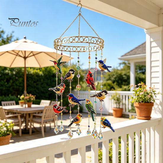 Spiritual Peace Meditation Decor Graceful Bird Wind Chime, Stained Outdoor Sun Catcher Windchime, Colorful Yard Artistic Porch Hanging Decorations