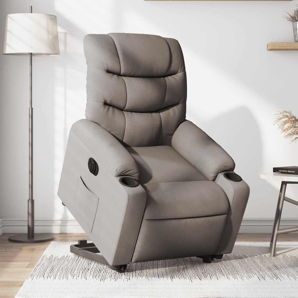 Electric Recliner Chair with Rising Function Taupe Fabric