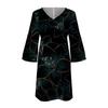 Women's Fashion Summer Temperament Elegant Fresh Printed V-Neck 3/4 Sleeves  Dress
