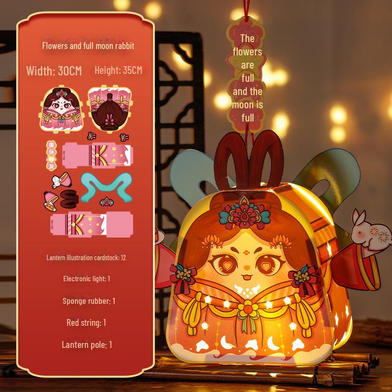 2025 Neujahr & Mondfest Drachenlaterne DIY-Set für Kinder – Leuchtende Cartoon-Laterne