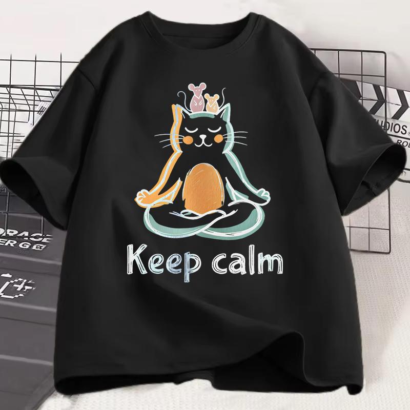 Fun Cat Graphic Tshirts Humor Short Sleeve Tee Shirt for Unisex Unisex Vintage Fishing New Crew Neck Tshirts Funny Kitten Tshirt
