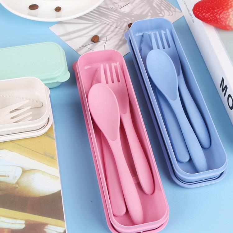Portable Children's Stylish Three-Piece Cutlery Set: Spoon Fork and Chopsticks