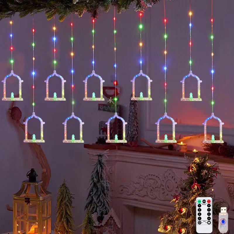 Diwali Usb Curtain String Lights Hanging Diya Ring Ornaments 8 Modes Window Curtain Light Home Mandir for Muslim Holiday Decor