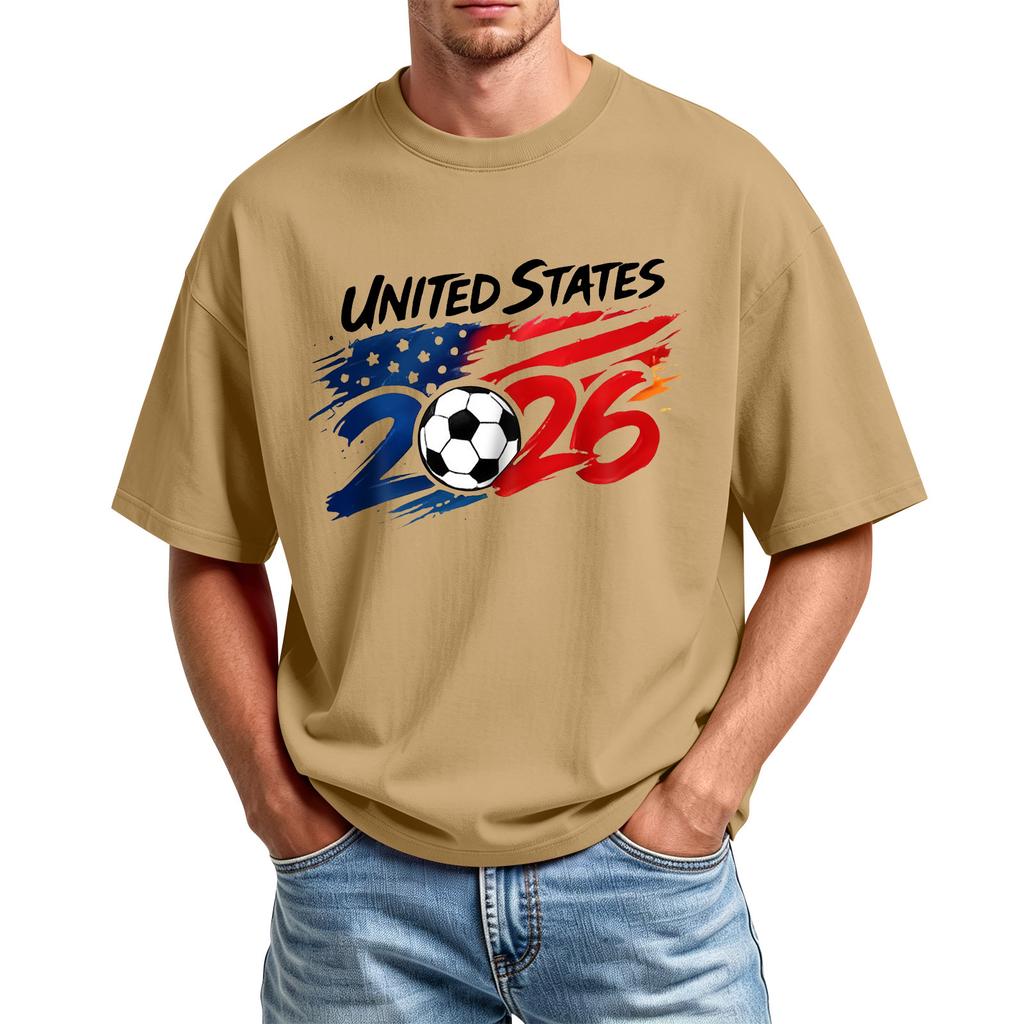 Men's Printed Round Neck T-Shirt Casual Sports Short-Sleeve Top