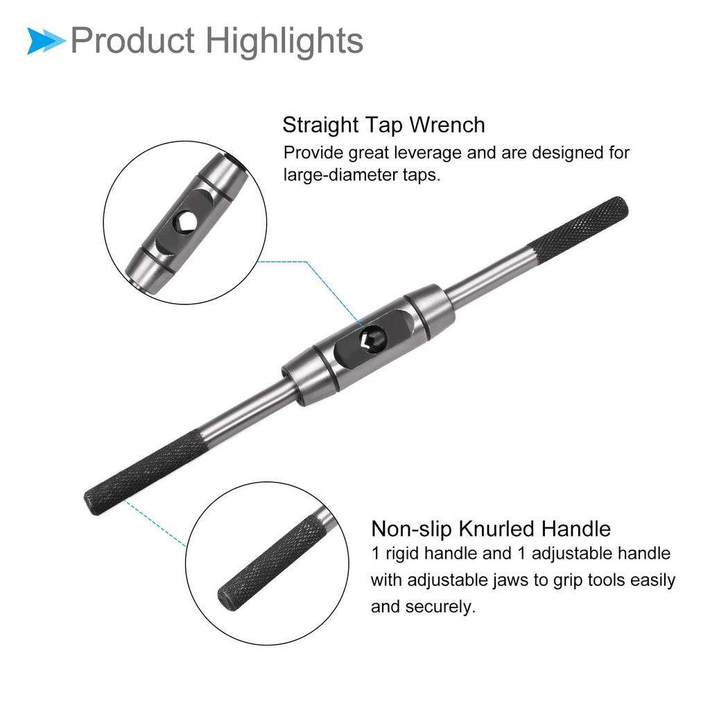 CoCud Tap Wrench Fits Tap Wrench Steel Adjustable Reaming Tapping Hand for Tap Operations Handle, M6-M14 Handles, Handle, Die-Cast Body, Open-End