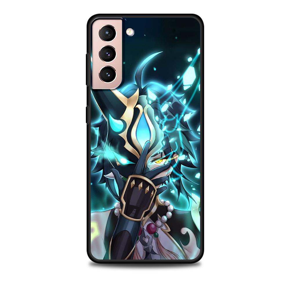 Genshin Impact Game Case for Samsung Galaxy S22 Ultra Phone Cover S21 S20 FE S10 5G S9 S8 Plus S10e S7 Edge Black Soft Silicone