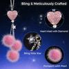 1pc Diamond Encrusted Heart Shaped Pendant Car Rearview Mirror Charm, Women's Car Accessory, Auto Decor