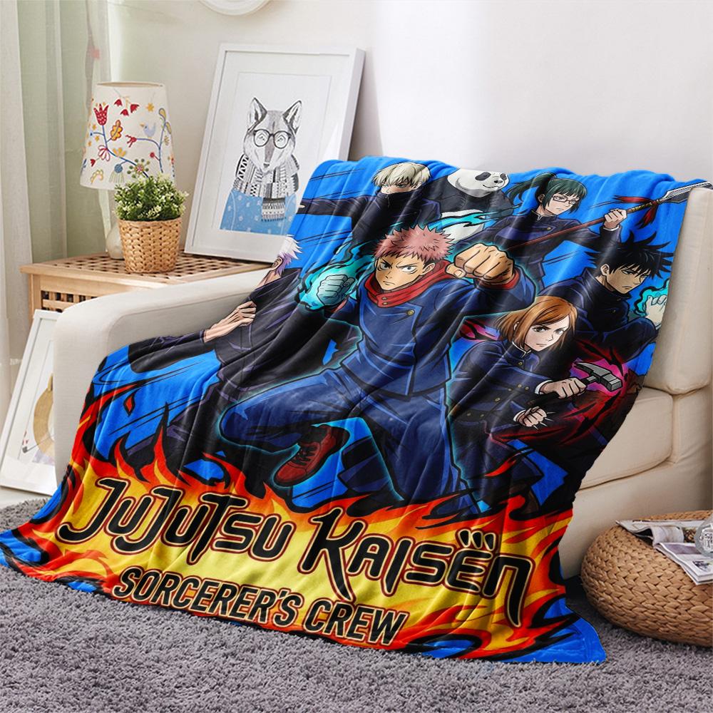 1PC Jujutsu Kaisen Patterned Flannel Blanket Suitable For All Seasons For Home Decor Warmth And Comfort Gifts Holiday Present