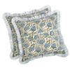 2 Piece Romantic Floral Print Pillow Covers With Ruffled Trim Soft Polyester Square Cushion Case for Living Room Bedroom