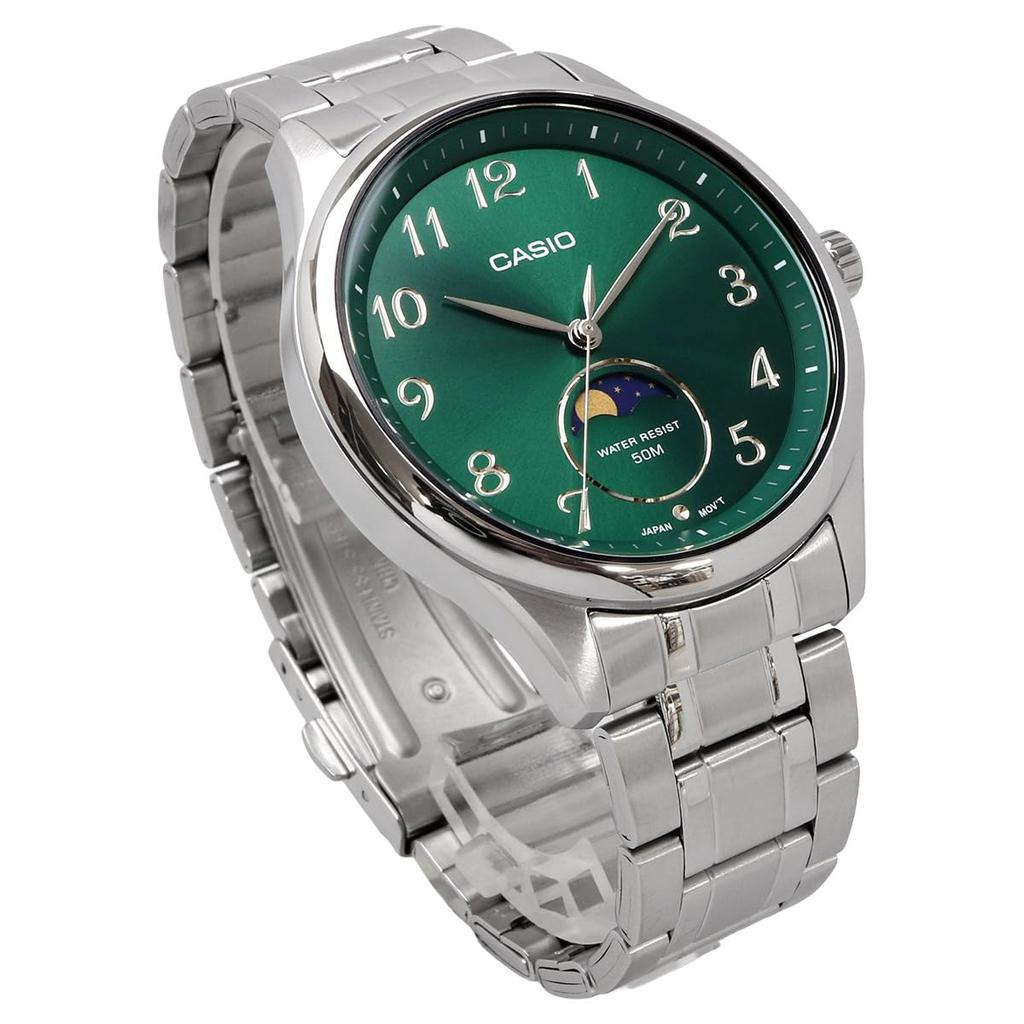 CASIO Standard Moon Phase Analog Watch Round Face Metal Band Green Overseas Model [Casio] Men's MTP-M110D-3AV