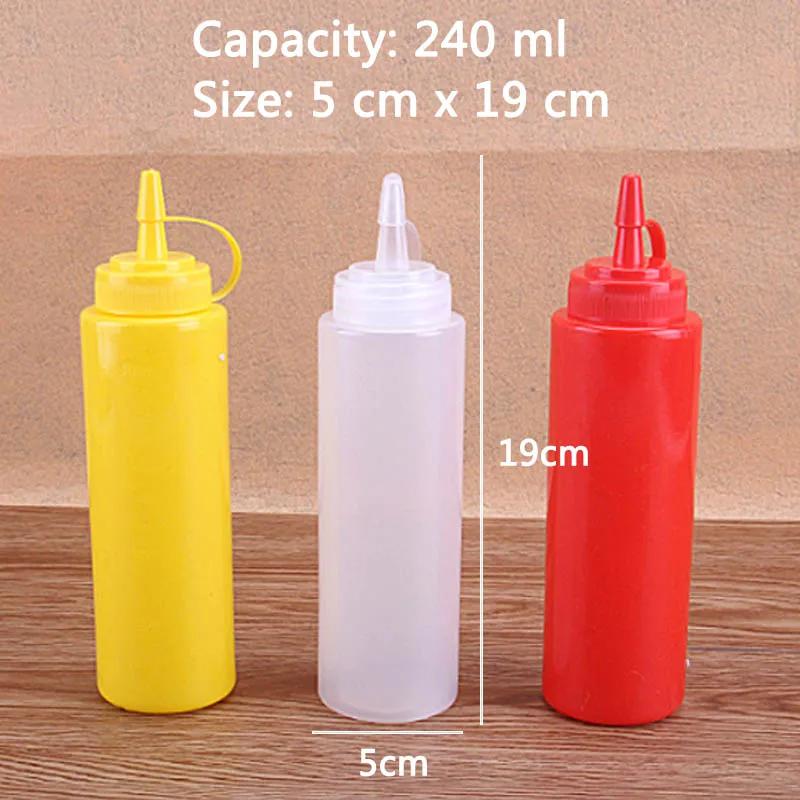 Sauce Bottle Cooking Tools Plastic Squeeze Bottle Olive Oil Storage Jar Condiment Dispenser Vinegar Seasoning Accessories